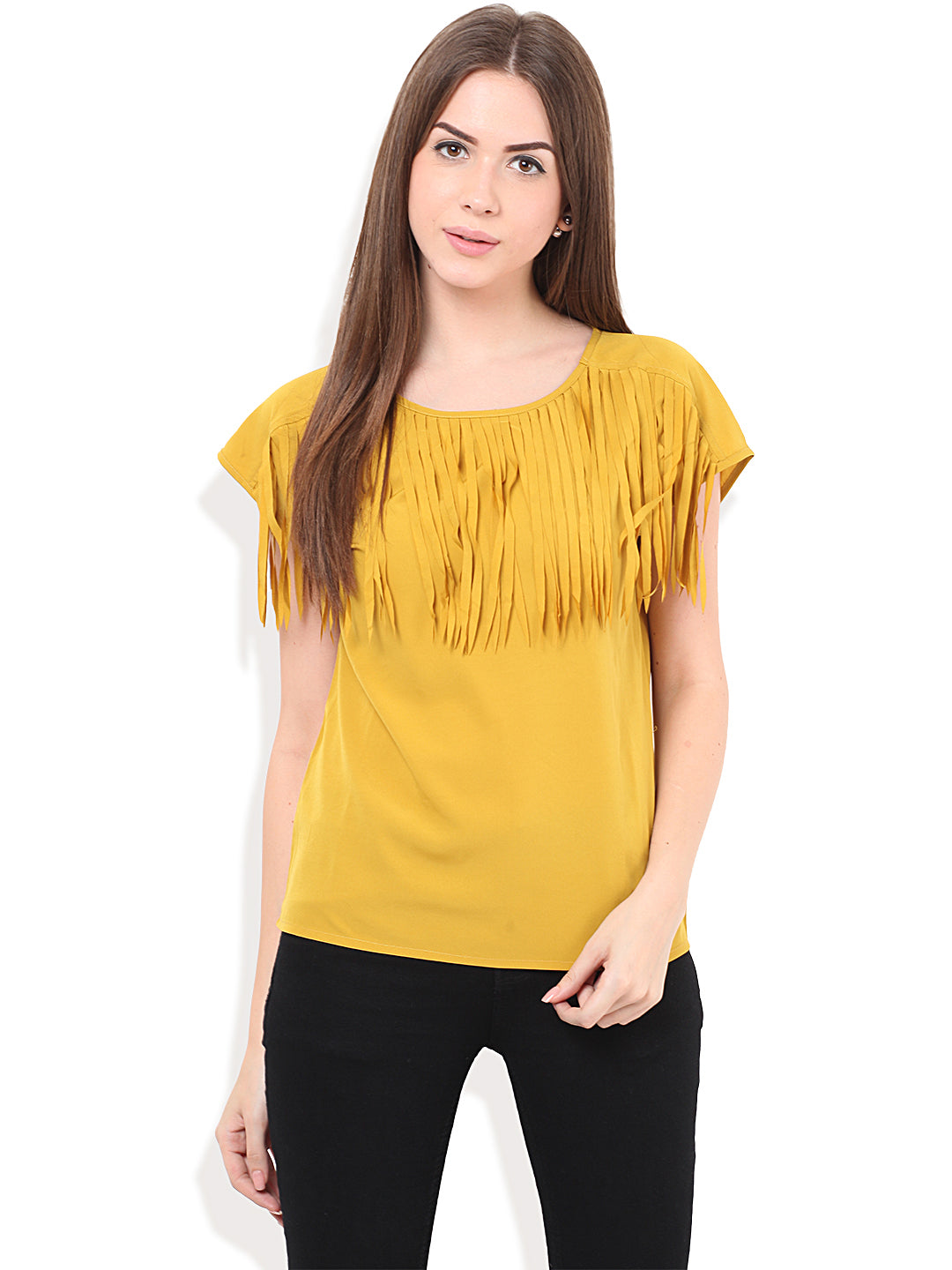PORSORTE Women's Polyester Solid Yellow Top - www.porsorte.in